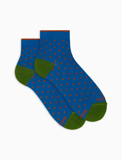 Women's super short light blue cotton socks with polka dot pattern - Super short | Gallo 1927 - Official Online Shop