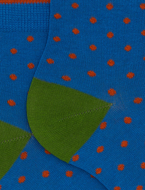 Women's super short light blue cotton socks with polka dot pattern - Socks | Gallo 1927 - Official Online Shop