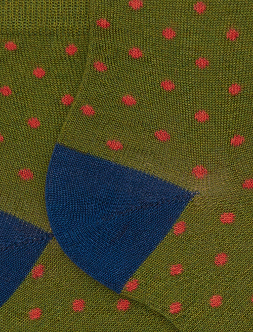 Women's super short green cotton socks with polka dot pattern - Super short | Gallo 1927 - Official Online Shop
