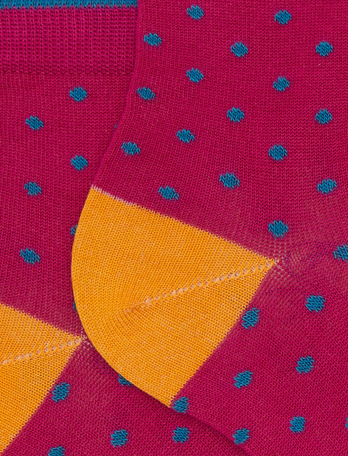 Women's super short fuchsia cotton socks with polka dot pattern - Super short | Gallo 1927 - Official Online Shop