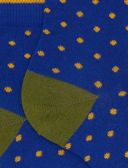 Women's super short blue cotton socks with polka dot pattern - Super short | Gallo 1927 - Official Online Shop