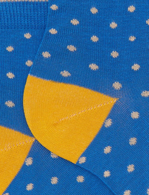Women's super short light blue cotton socks with polka dot pattern - Super short | Gallo 1927 - Official Online Shop