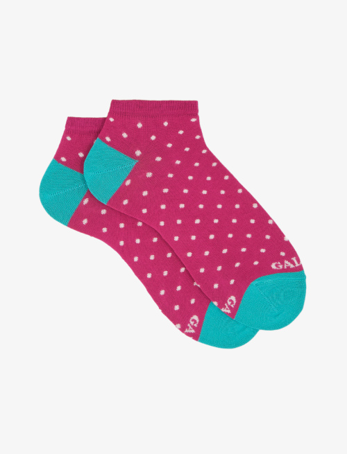 Women's fuchsia light cotton ankle socks with polka dots - Past Season 19 | Gallo 1927 - Official Online Shop