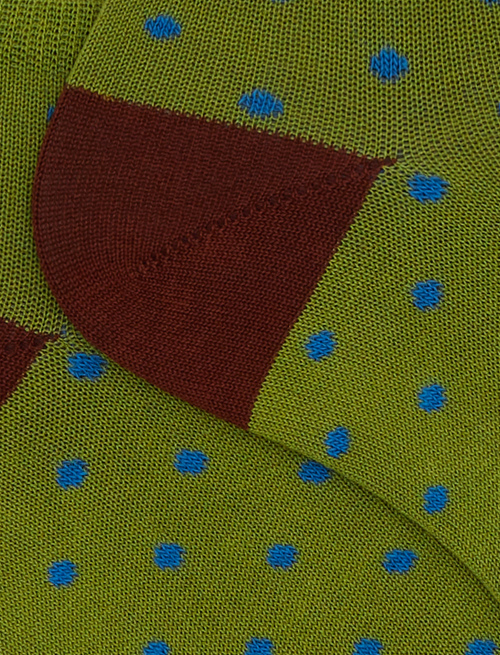 Women's green cotton ankle socks with polka dot pattern - Socks | Gallo 1927 - Official Online Shop