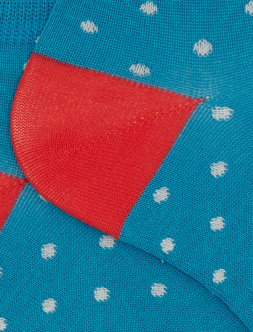 Women's light blue cotton ankle socks with polka dot pattern - Socks | Gallo 1927 - Official Online Shop