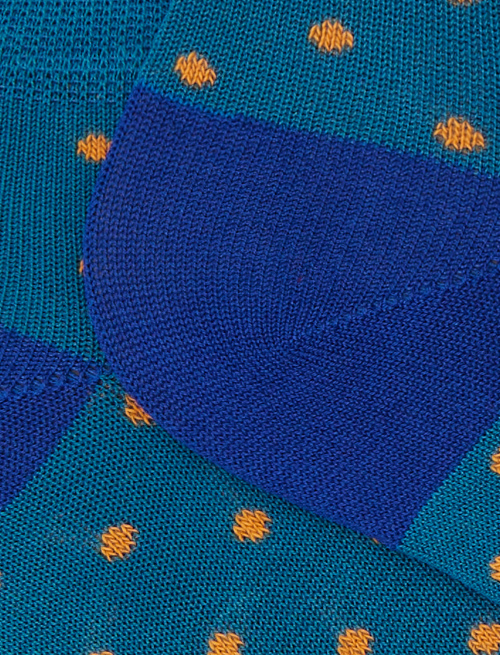 Women's light blue cotton ankle socks with polka dot pattern - Invisible | Gallo 1927 - Official Online Shop