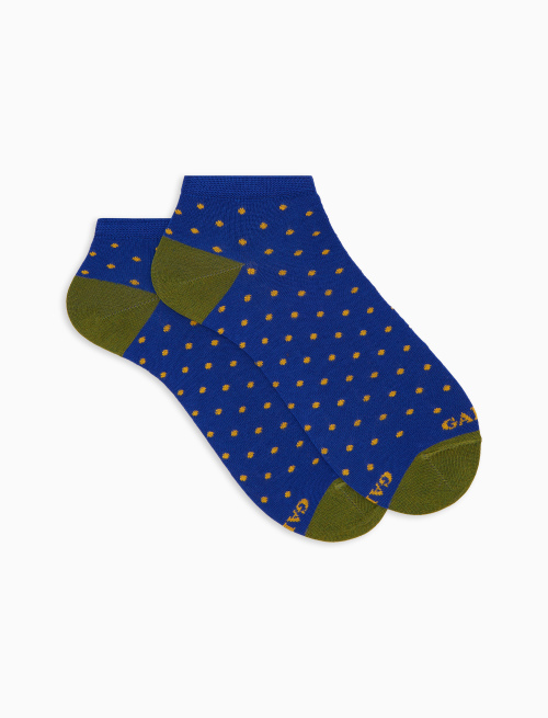Women's blue cotton ankle socks with polka dot pattern - Invisible | Gallo 1927 - Official Online Shop
