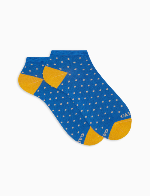 Women's light blue cotton ankle socks with polka dot pattern - Woman | Gallo 1927 - Official Online Shop