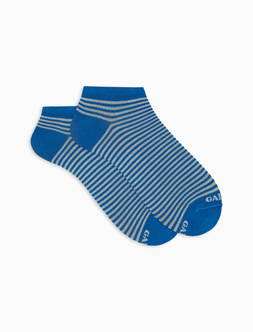 Women's light blue cotton ankle socks with Windsor stripes - Windsor | Gallo 1927 - Official Online Shop
