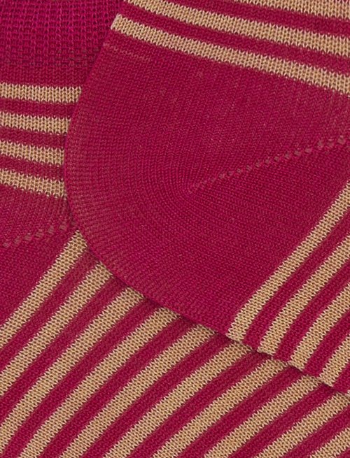 Women's fuchsia cotton ankle socks with Windsor stripes - Woman | Gallo 1927 - Official Online Shop