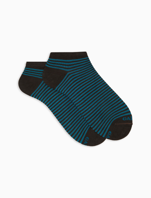Women's light blue cotton ankle socks with Windsor stripes - Windsor | Gallo 1927 - Official Online Shop