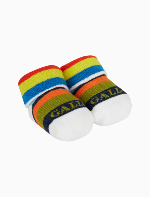 Kids' white cotton booties with multicoloured stripes - Kid | Gallo 1927 - Official Online Shop