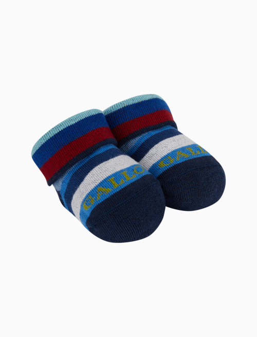Kids' royal cotton booties with multicoloured stripes - Color Project | Gallo 1927 - Official Online Shop