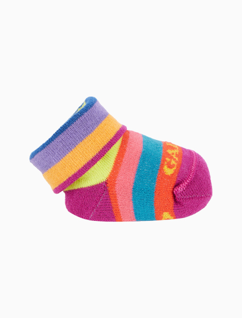 Babbucce bambino cotone righe multicolor fucsia - Babbucce | Gallo 1927 - Official Online Shop
