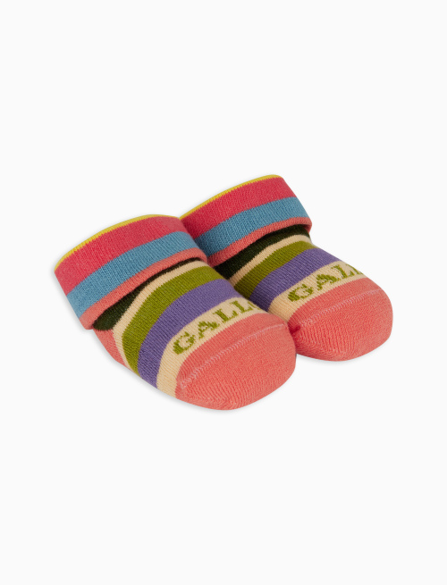 Kids' gerbera cotton booties with multicoloured stripes - Kid | Gallo 1927 - Official Online Shop