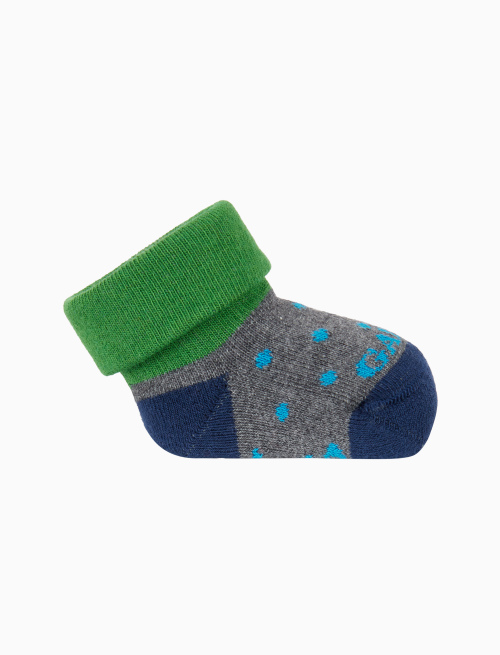 Kids' grey cotton booties with polka dots - Socks | Gallo 1927 - Official Online Shop