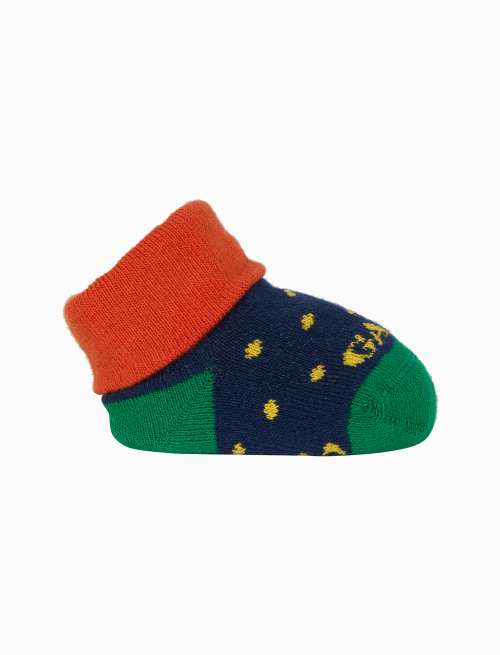 Kids' blue cotton booty socks with polka dot pattern - Booties | Gallo 1927 - Official Online Shop