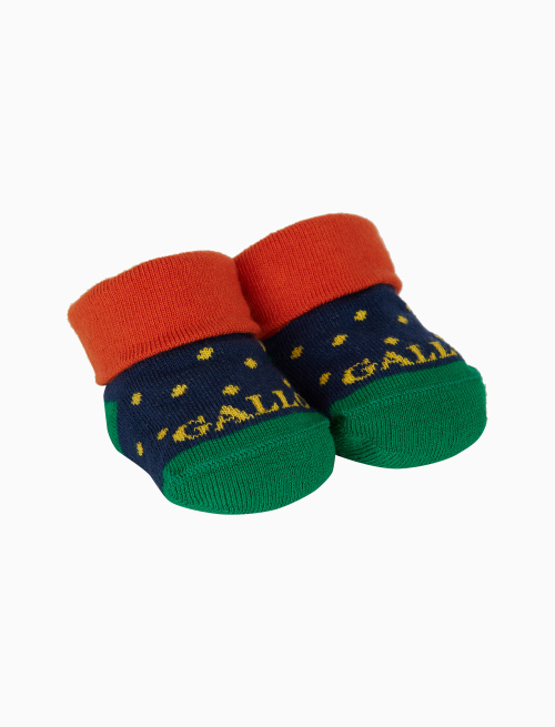 Kids' blue cotton booty socks with polka dot pattern - Socks | Gallo 1927 - Official Online Shop