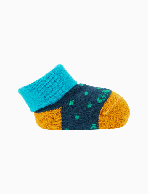 Kids' blue cotton booties with polka dots | Gallo 1927 - Official Online Shop