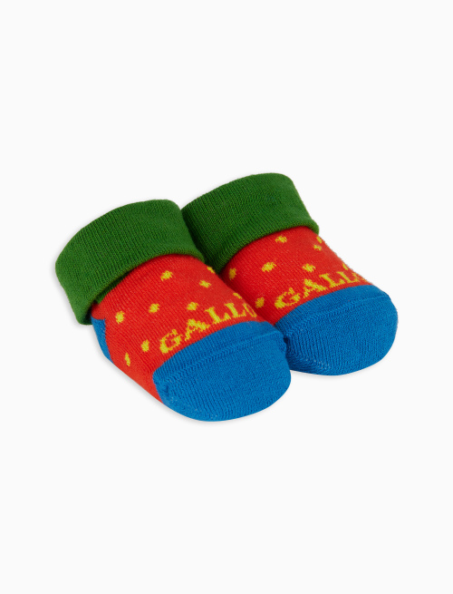 Kids' vermilion cotton booties with polka dots - Polka Dot Gallo | Gallo 1927 - Official Online Shop
