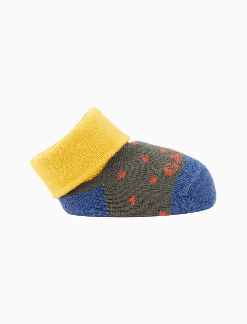 Kids' green cotton booties with polka dots - Pois | Gallo 1927 - Official Online Shop