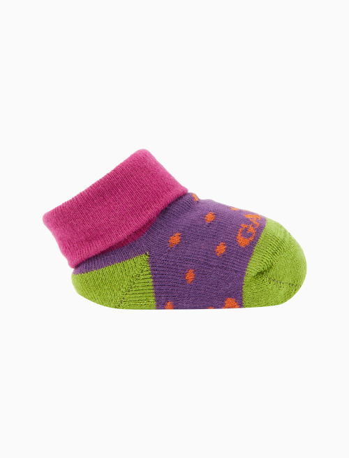 Kids' purple cotton booties with polka dots - Pois | Gallo 1927 - Official Online Shop