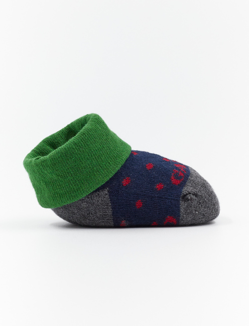 Kids' royal blue cotton booties with polka dots | Gallo 1927 - Official Online Shop