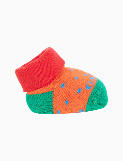 Babbucce bambino cotone fantasia pois arancio - Babbucce | Gallo 1927 - Official Online Shop