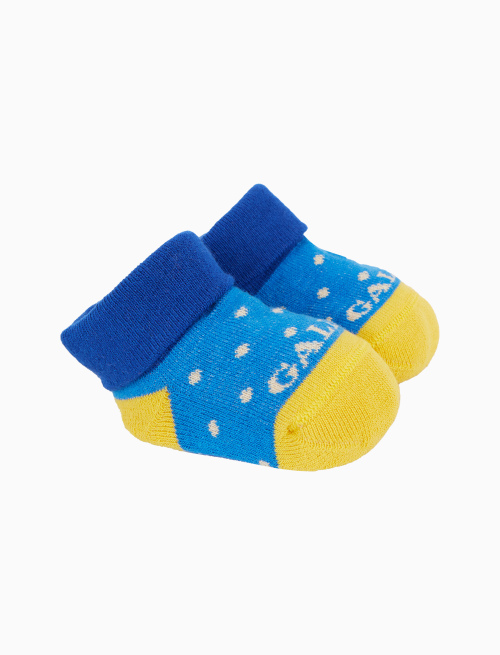 Kid's light blue cotton booty socks with polka dot pattern - Booties | Gallo 1927 - Official Online Shop