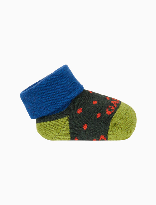 Kids' green cotton booties with polka dots - Socks | Gallo 1927 - Official Online Shop