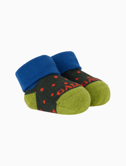 Kids' green cotton booties with polka dots - Socks | Gallo 1927 - Official Online Shop