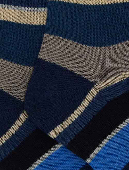 Calze lunghe bambino cotone blu righe multicolor | Gallo 1927 - Official Online Shop