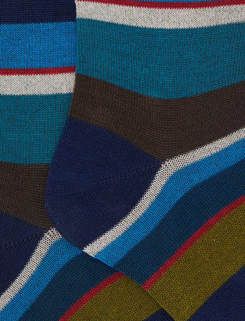 Calze lunghe bambino cotone righe multicolor blu | Gallo 1927 - Official Online Shop
