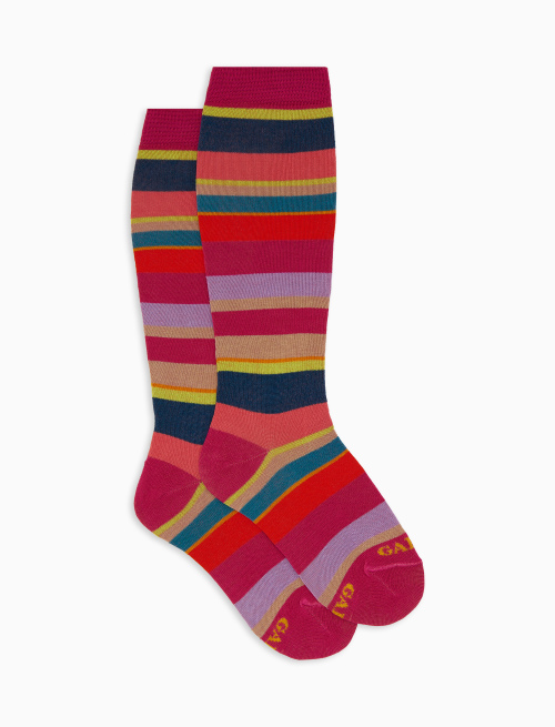 Calze lunghe bambino cotone righe multicolor fucsia - Bambino | Gallo 1927 - Official Online Shop