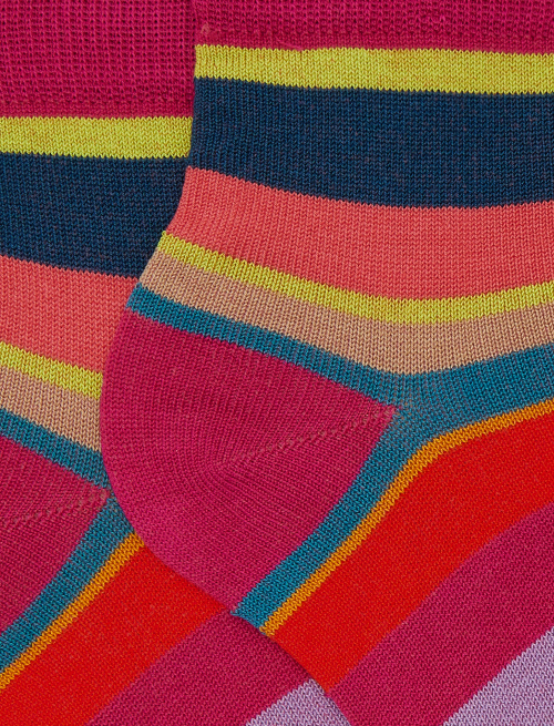 Calze cortissime bambino cotone righe multicolor fucsia - Bambino | Gallo 1927 - Official Online Shop