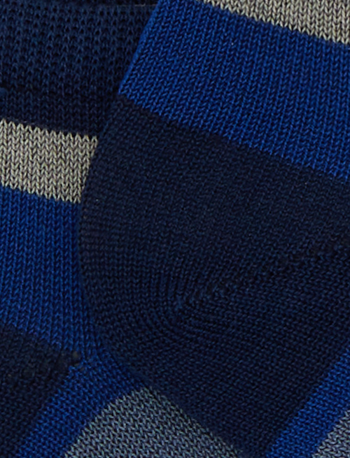 Kids' blue cotton ankle socks with multicoloured stripes - Socks | Gallo 1927 - Official Online Shop