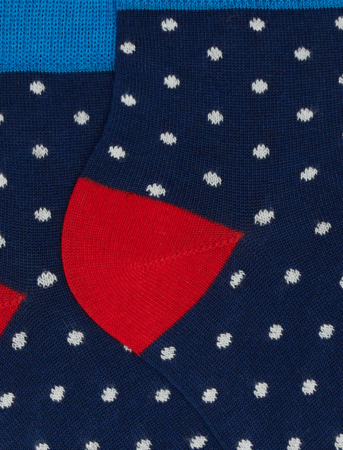Kids' super short blue royal light cotton socks with polka dots - Sales | Gallo 1927 - Official Online Shop