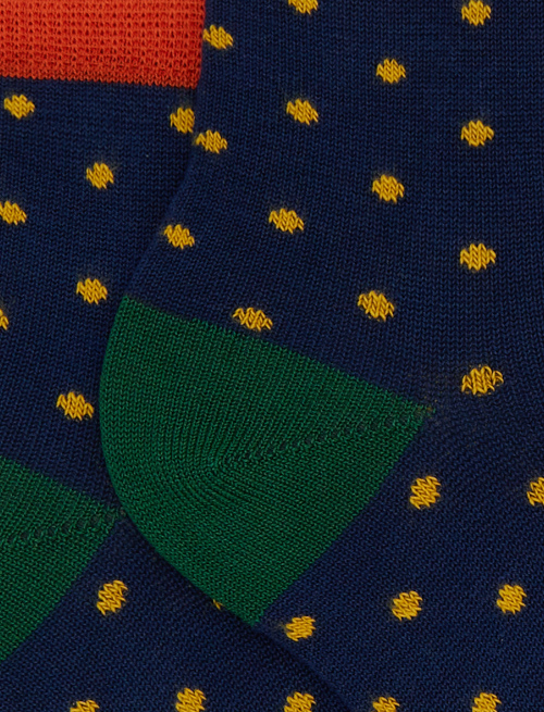 Kids' super short blue cotton socks with polka dot pattern - Socks | Gallo 1927 - Official Online Shop