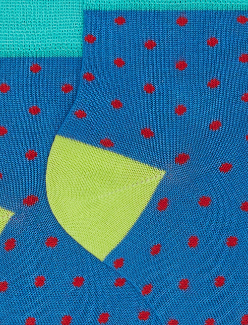 Kids' super short aegean blue light cotton socks with polka dots - Sales | Gallo 1927 - Official Online Shop