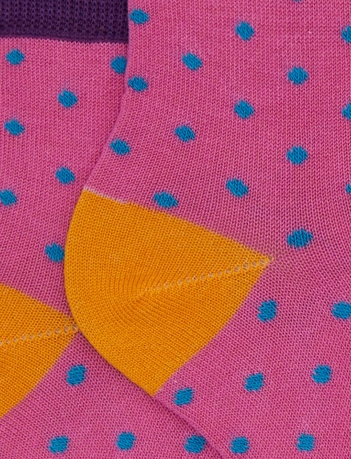 Kids' super short pink cotton socks with polka dot pattern - Socks | Gallo 1927 - Official Online Shop