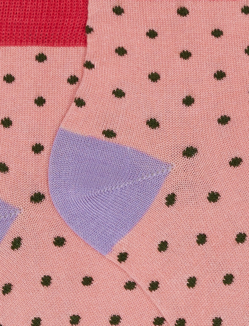 Kids' super short geranium light cotton socks with polka dots - Sales | Gallo 1927 - Official Online Shop