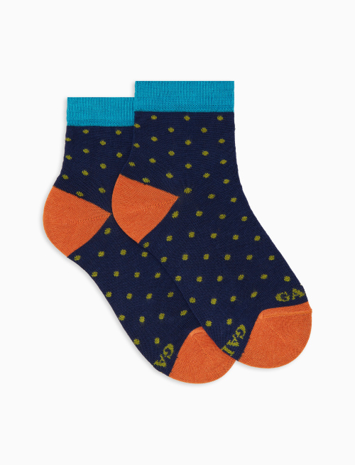 Calze cortissime bambino cotone fantasia pois blu - Cortissime | Gallo 1927 - Official Online Shop