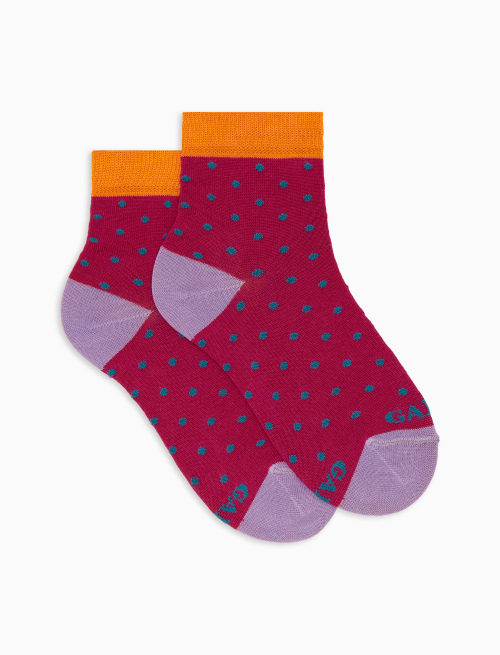 Calze cortissime bambino cotone fantasia pois fucsia - Cortissime | Gallo 1927 - Official Online Shop