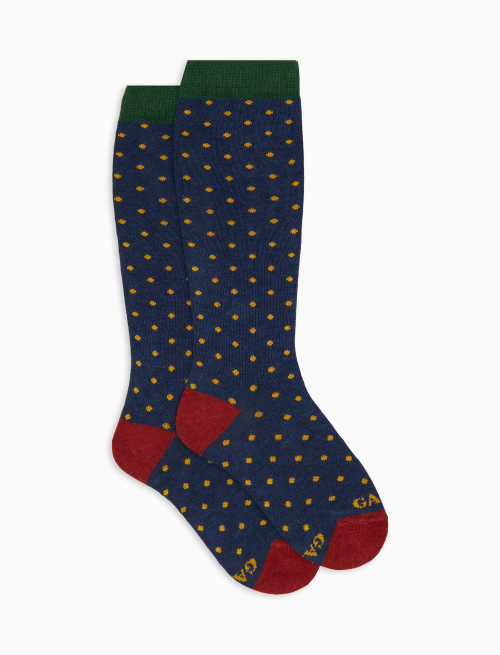 Kids' long blue cotton socks with polka dots - Kid | Gallo 1927 - Official Online Shop