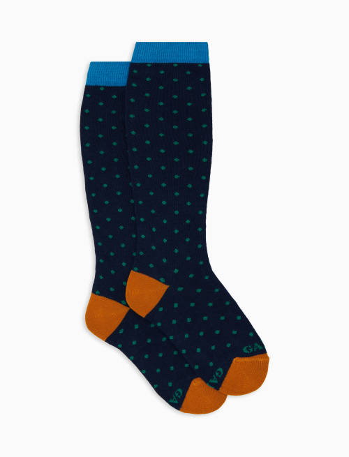 Kids' long blue cotton socks with polka dots - Pois | Gallo 1927 - Official Online Shop