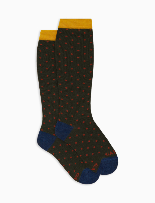 Kids' long green cotton socks with polka dots - Pois | Gallo 1927 - Official Online Shop