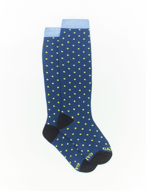 Kids' long lake blue cotton socks with polka dots - Kid | Gallo 1927 - Official Online Shop