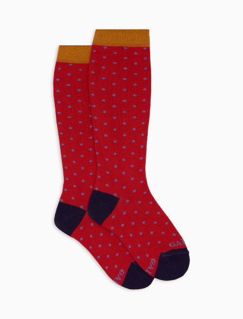 Kids' long red cotton socks with polka dots - Kid | Gallo 1927 - Official Online Shop