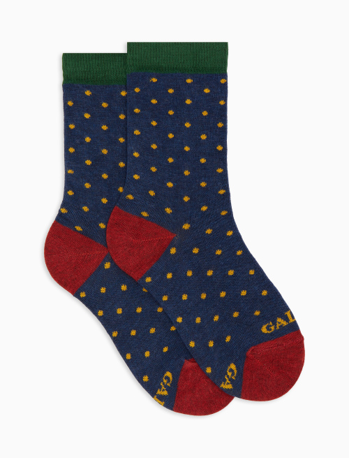 Kids' short blue cotton socks with polka dots - Kid | Gallo 1927 - Official Online Shop