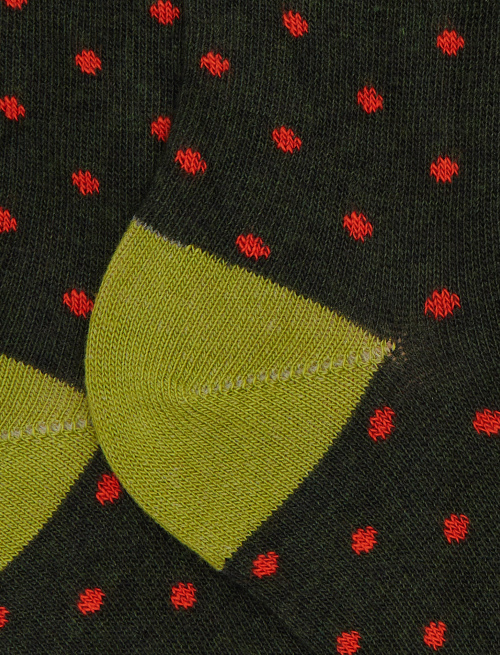 Kids' short green cotton socks with polka dots - Kid | Gallo 1927 - Official Online Shop
